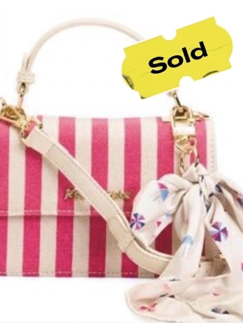 BETSY JOHNSON Pink & Cream Striped Crossbody Bag. Y2K Alternative Coquette Femme